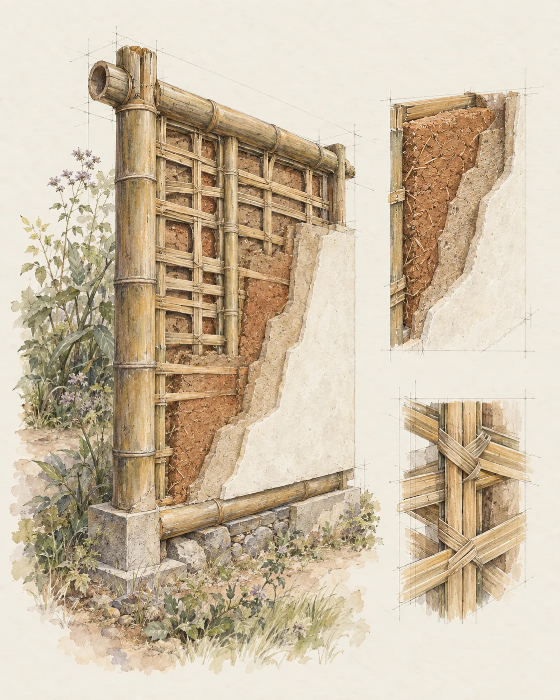 Estudio de un muro de bahareque.